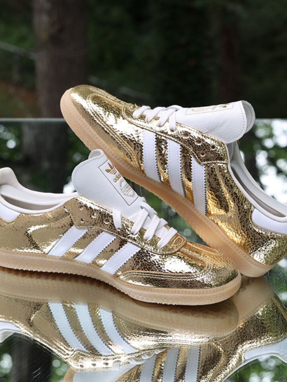 Adidas Samba OG Gold Metallic Cracked Leather Women’s Size 7 - Picture 8 of 13